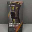 Fit Geno Knee Brace with Side Stabilizers: Breathable Knee Sleeve w/ Patented Patella Gel Pad for Maximum Pain Relief - Ultimate Knee Support and Fast Recovery from Meniscus Tear Arthritis ACL PCL Men & Women (Medium) (Black-Gold)