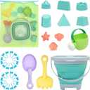 RACPNEL Beach Toys Sand Set for Kids, Collapsible Bucket and Shovels with Mesh Bag, Molds, Flags, Sandbox Kids Toddlers, Travel (Tavel Size), Medium, Small