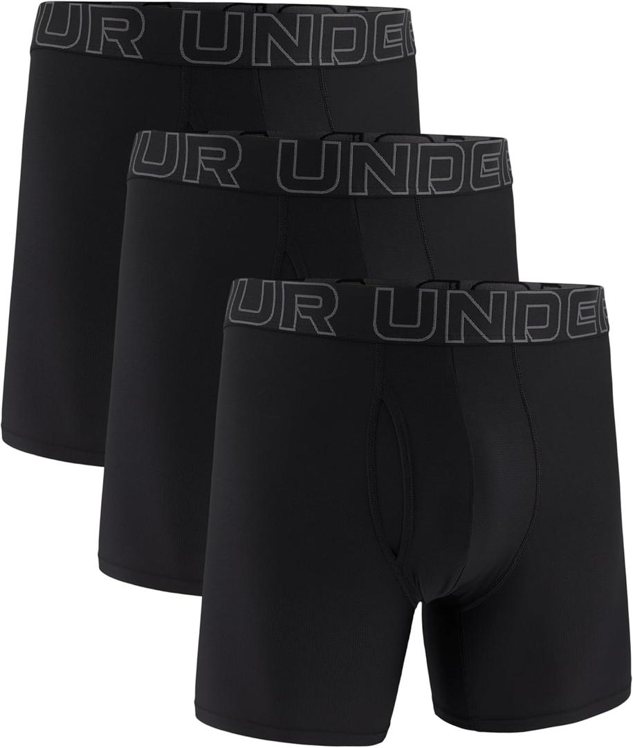 Under Armour Men's Performance Tech Mesh Boxerjock Brief Underwear, 6" Inseam, All-Day Comfort & Ultra-Soft, 3-Pack (Black, XL)
