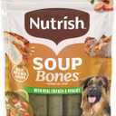 Nutrish Soup Bones Premium Dog Chews with Real Chicken and Veggies, 6.3 oz. Bag, Pack of 8 (Rachael Ray)