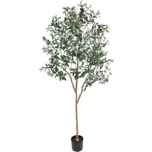 Artificial Olive Tree for Living Room Decor, 6FT Tall Faux Silk Plant Artificial Tree in Potted Oliver Branch Leaves and Fruits for Modern Home Decor Indoor