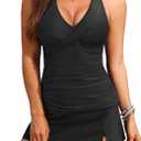 Aqua Eve Tankini with Skirt Tummy Control Tankini Swimsuits for Women 2 Piece Bathing Suit 2025 Swimwear with Pocket (X-Large, Black)