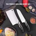 SHI BA ZI ZUO 2 Pieces Professional Kitchen Knife Set,Butcher Knife and Chef Knife Kitchen Knife Set for Cutting Bones,Vegetables and Meat