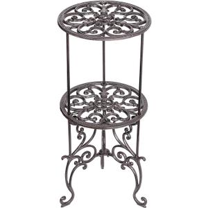 Sungmor Heavy Duty Cast Iron Potted Plant Stand,26-Inch 2 Tiers Metal Planter Rack,Decorative Flower Pot Holder,Vintage & Rustic Style Indoor Outdoor Garden Pots Container Supports