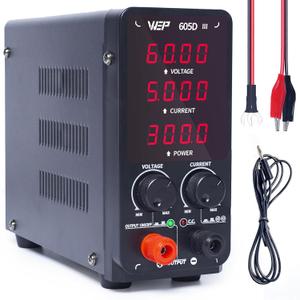 WEP 605D-III DC Variable Power Supply 60.00V 5.000A High Precision Bench Lab Power Supply with Alligator Clips for anodizing kit, Electroplating, arduino, breadboard