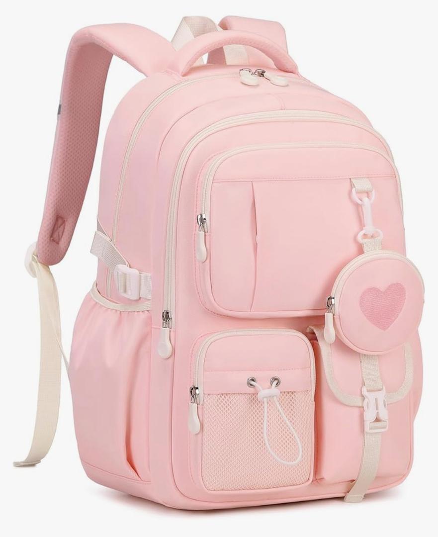 MOONBABY Girls Backpack, Kids Backpack for Girls, School bag for Primary Elementary Teenage, Middle School Students Bookbag, Pink