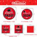 Gatherfun Graduation decorations 2026 Graduation Plates and Napkins Red Disposable Paper Plates Luncheon Napkins Cocktail Napkins for Congrats Grad Party Decorations, Serve 50