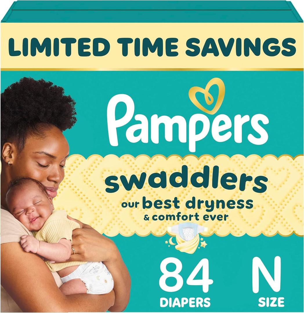 Pampers Swaddlers Diapers, Size 0 (up to 10 lbs), 84 Count, Absorbent, Keeps Baby Dry and Comfortable, Skin Safe Disposable Baby Diaper  (Newborn)