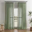 Joydeco Olive Green Linen Curtains for Living Room 108 Inch Length 2 Panels Set,Semi-Sheer Curtains 108 Inches Long,Pinch Pleated Long Window Treatments Curtain & Drapes(W52 x L108 Inch, Loden)
