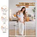 Extra Wide Baby Gate with Door 70-85.7 Inch Pressure Mounted, Auto Close Child Baby Gates for Doorways No Drill, Walk Through Dog Gate Indoor for The House, White