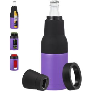 PATIKIL Slim Can Cooler, 12oz Skinny Can Insulated Beer Sleeve Drink Holder with Bottle Opener for Beer Soda Coffee Regular Cans and Bottles, Purple