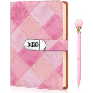 Eaasty Diary with Lock for Women, Refillable Secret Journal with Lock, Vintage Coquette Password Lined Journal Notebook Kit with Pen Cute Stuff Christmas Gifts(Cute,Pink)