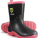 TIDEWE Rubber Boots for Women with Steel Shank, 6mm Neoprene Waterproof Insulated Mid Calf Rain Boots, Sturdy Hunting Work Boots for Farming Gardening Fishing (Black), 6