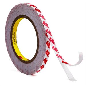 Double Sided Tape Thin, 0.39in x 82ft Removable Mounting Tape, Poster Picture Hanging Strips, Clear Wall Sticky for Hanging, Scrapbook Stickers, No Damage Wall Adhesive for Festival Decoration