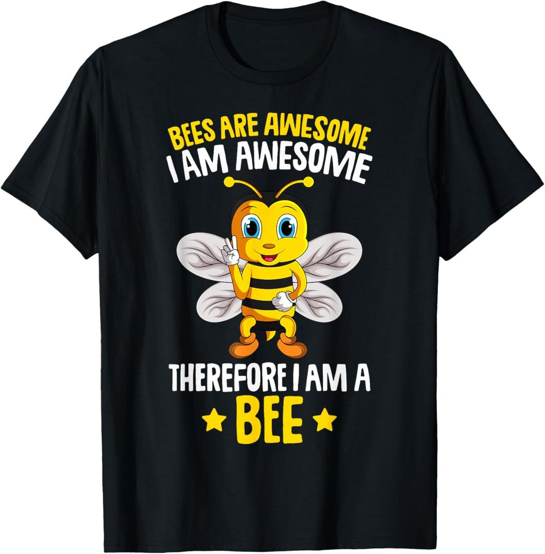 Bees Are Awesome Bumble Bee Kids Girls Boys T-Shirt, S