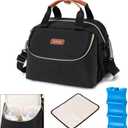Breastmilk Cooler Bag with Ice Pack Fits 6 Baby Bottles up to 9 Ounce, Wearable Breast Pumps Cooler Bag for Nursing Mom Daycare, Work, Travel- Black