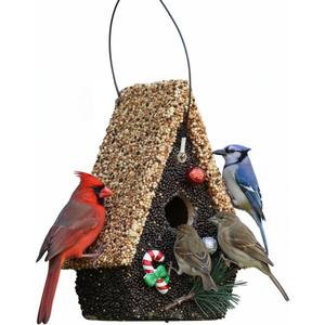 Seeded Birdhouse, Birdseeded Bird House, Wood Wren Bird Houses Covered with Wild Birdfood,Bird Feeders for Outside Hanging, A Frame Birdhouses