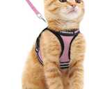 rabbitgoo Cat Harness and Leash Set for Walking Escape Proof, Adjustable Soft Kittens Vest with Reflective Strip for Cats, Comfortable Outdoor Vest, Pink, M