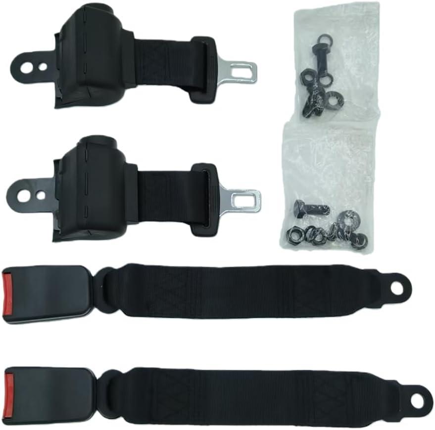 Universal Golf Cart Wheelchair Seat Belt Kit Restraint System, Adjustable & Heavy-Duty, for Yamaha EZGO Club Car Go Kart UTV Aircraft (Black)
