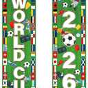 2 x Soccer 2026 Hanging Porch Banner Soccer Theme Vertical Hanging Sign, 2 Pack with International Flags for Porch Door Soccer Party, Sports Events, Bar, Street, Home Decorations 30cm x 117cm