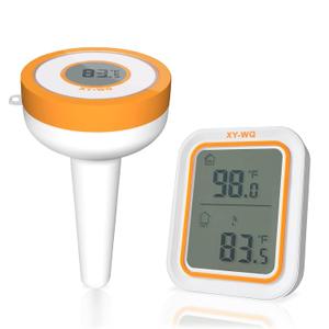 XY-WQ Digital Floating Pool Thermometer - Easy Read, Wireless Remote Pool Thermometer for Swimming Pool, Hot Tub, and Koi Ponds (XY-P01W, Orange, Easily Spot It)