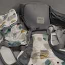 Bebamour Baby Carrier with Hip Seat,All-Position Breathable Mesh Hip Seat & Carrier 0-36Months with Head Hood, 3 PCS Teething Pads, Waist Extender,Storage Bag & Pacifier Case(Khaki)