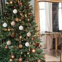 12 Pcs Neutral Crochet Christmas Ball Ornaments 3.15 Inch Rustic Knitted Xmas Tree Ornaments White Cream Brown Green Large Xmas Baubles Boho Modern Christmas Decor for Tree Farmhouse Decor