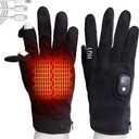 Electric Heated Gloves for Men & Women - Battery Work Touchscreen Thin Gloves for Working in Cold Winter Weather Rechargeable (Black, XL)