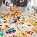 BENRON 7x10 Playroom Rug for Kids Washable, PlayMat with ABC Alphabet Beige
