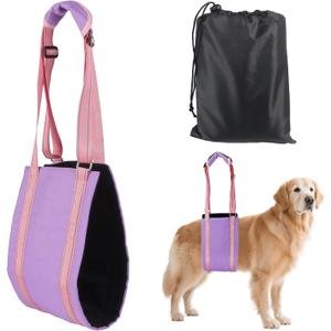 AIITLE Large Dog Sling Harness - Breathable Adjustable Reflective Support for Hind Legs, Assist Stairs/Car/Furniture Access, Rehab for Disabled & Injured Dogs (L, Purple)