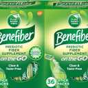 Benefiber On The Go Prebiotic Fiber Supplement Powder for Digestive Health, Daily Powder, Unflavored Stick Packs - 36 Sticks (Pack of 2)