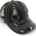 Trendy Washed Distressed Baseball Cap Vintage Cotton Canvas Unstructured Dad Hat Adjustable Headwear for Men Women, One Size
