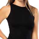 High Neck Tank Tops for Women, Ribbed Cotton Stretch Camisole Shirts
 L