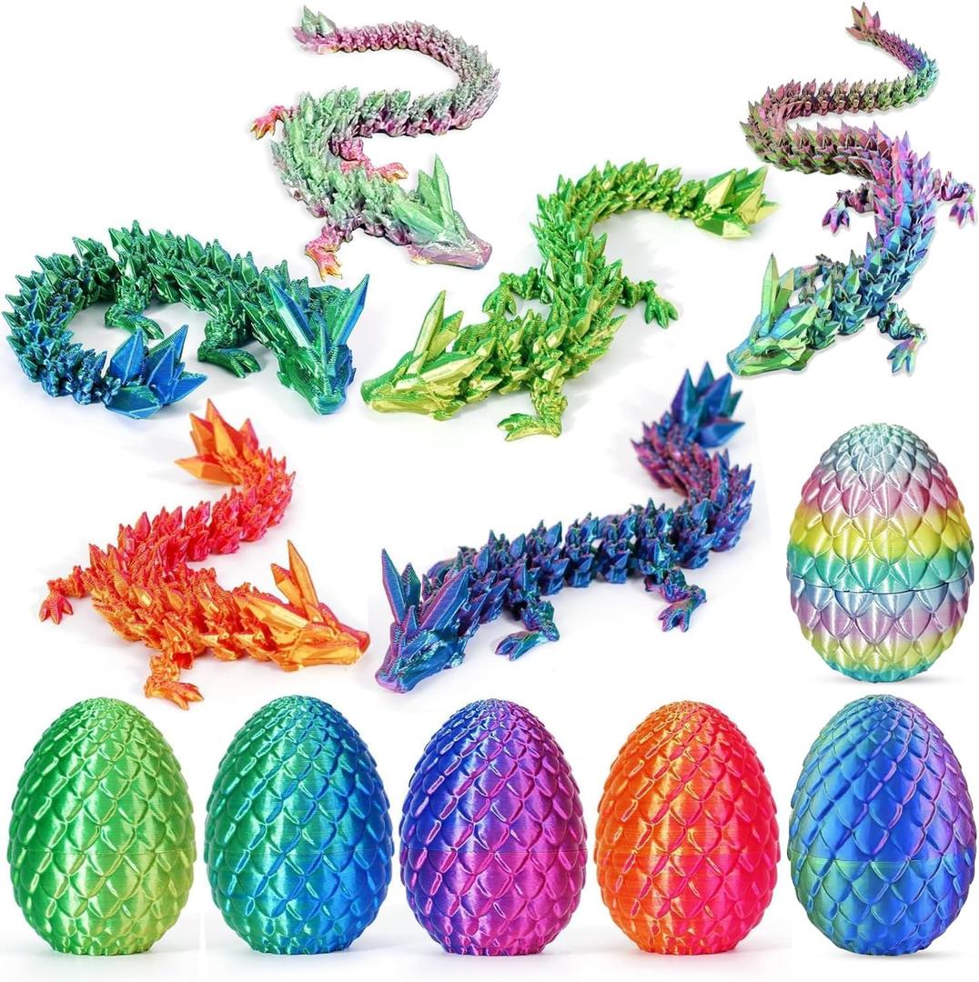 3D Printed Dragon Egg Toy, Fidget Toys for Children, Xmas Gift for Adults with Stress, Autism, ADHD, Perfect Christmas Stocking Stuffer (6 Pack)