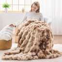NEWCOSPLAY Faux Fur Throw Blanket Tie Dye Luxury Fluffy Thick Warm Bubble Blanket for Couch Sofa Bed 1000GSM (Tie Dye Bubble Thick, Throw(50"x60"))