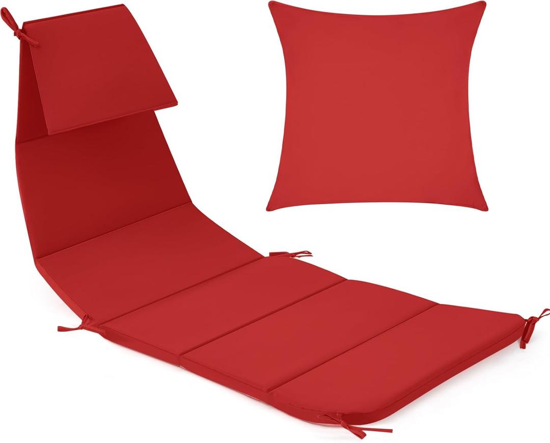 Duraaamo Set of 2 Outdoor Hanging Lounge Chair Cushion Replacement and Umbrella Set, Cushion Pad with Shade Cloth, Waterproof Patio Swing Hammock Chair Pad for Garden Porch Backyard(Red)
