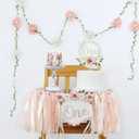 First Birthday Decorations For Girl Light Pink High Chair Banner One Flower Cake Topper Floral Hat Wildflower Garland 1st Birthday Decoration Supplies (Orange)