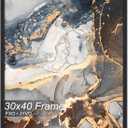 Engineered Wood 30x40 Frame, Black Picture Frame for 30 x 40 Inch Poster Puzzle Photo, Light Weight 30 by 40 Poster Frame with Wood-grain for Wall - 1 Pack/Black/30 x40