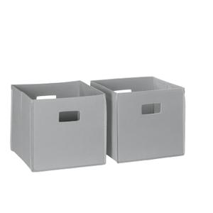 RiverRidge Folding Storage Bins with Handles Gray Cube Storage Organizer forCloset, Bedroom & Playroom - Closet Organizers and Storage Set of 2