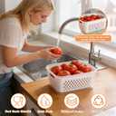 4 in 1 Food Storage Containers for Fridge, Produce Keeper with Removable Colander & Drain Basket, Airtight Leakproof Fruit Vegetable Storage Containers Transparent Kitchen Organizer (3PC S+M+L)