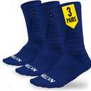 NXTRND 3 Pairs Compression Sports Crew Socks for Men, Cushion Athletic Socks, Basketball, Football and Running (Medium, Navy Blue)