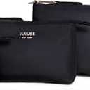 JuJuBe New 3-Piece Pouch Set, Diaper Bag Organizing Pouches, Convertible to Small Purse with Crossbody Strap, Zipper Cosmetic or Makeup Pouch, Large, Medium, and Small, Black, Mother's Day Gift