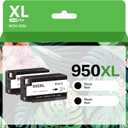 950XL 951XL Combo Compatible for HP 950 XL 951 XL Ink Cartridge Replacement for HP OfficeJet Pro 8600 8610 8620 8100 8630 8660 8640 8615 251DW (2 Black)