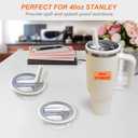 2 Pack Flip Straw Leak Proof Lid for Stanley 40 oz Tumbler Quencher - Reusable Spill Proof Lid Top Cover Stanley 40oz Cup Accessories - Replacement of Leaking Original Stanley Lids - Beige