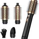 3 in 1 Rotating Hair Dryer Brush Spinning,Spin Blow Dryer Brush with Detachable Brush(2" & 1.5"),3 Heats and 2 Speeds Rotating Hot Air Brush for Curl,Straight