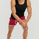 Men's Ribbed Workout Tank Tops Fitness Muscle Gym Tanks Sleeveless Bodybuilding Shirts Black (L)