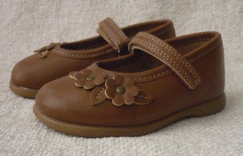 Rachel Shoes - Brown Floral Mary Jane Shoes - Toddler Girls Size 7