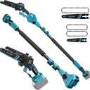 3-in-1 Cordless Pole Saw & 6 Inch 8 Inch Mini Chainsaw for Makita 18V Battery(NOT Included), Electric Chain Saw w/Extension Pole, 15Ft Max Power Pole Chainsaw for Tree Trimming, Wood Cutting