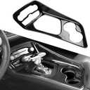 Karltys Gear Shift Panel Trim Cover for 2015-2024 2025+ Dodge Challenger Carbon Fiber Center Console Gear Shift Panel Frame Cover Trim Sticker Dodge Challenger Interior Accessories