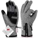 -10 Waterproof Winter Gloves for Men & Women, 5-Layer Ski & Snow Gloves for Cold Weather, Breathable Warm Gloves with Touch Screen Fingers (XX-Large, Black)